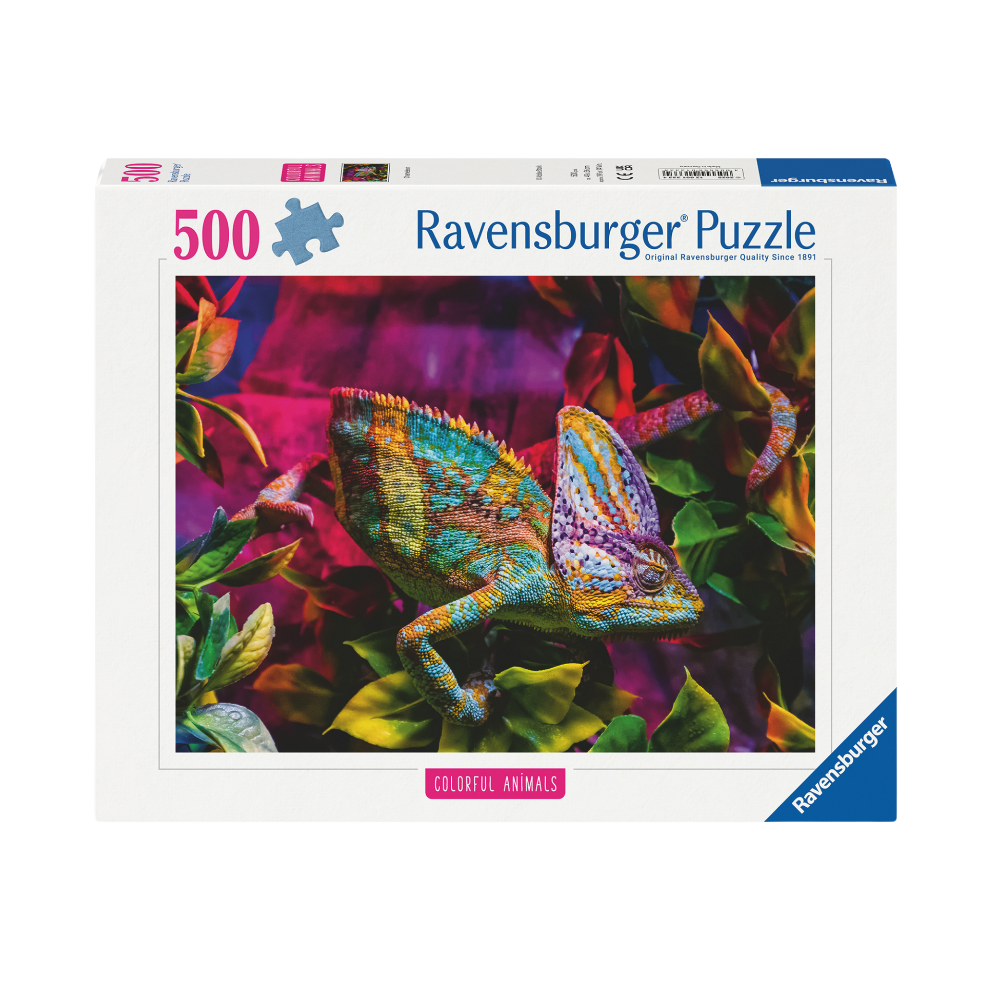 Kameleon 500 brikker Ravensburger puslespill eske med fargerik kameleon motiv