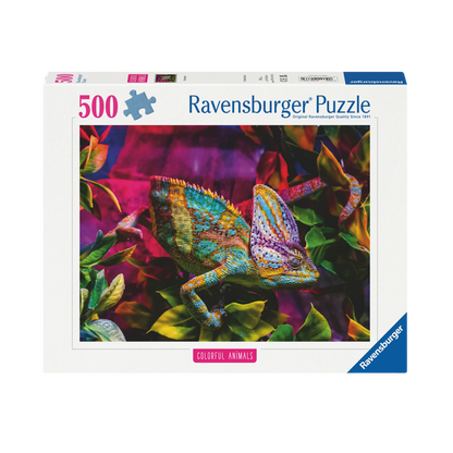 Kameleon 500 brikker Ravensburger puslespill eske med fargerik kameleon motiv