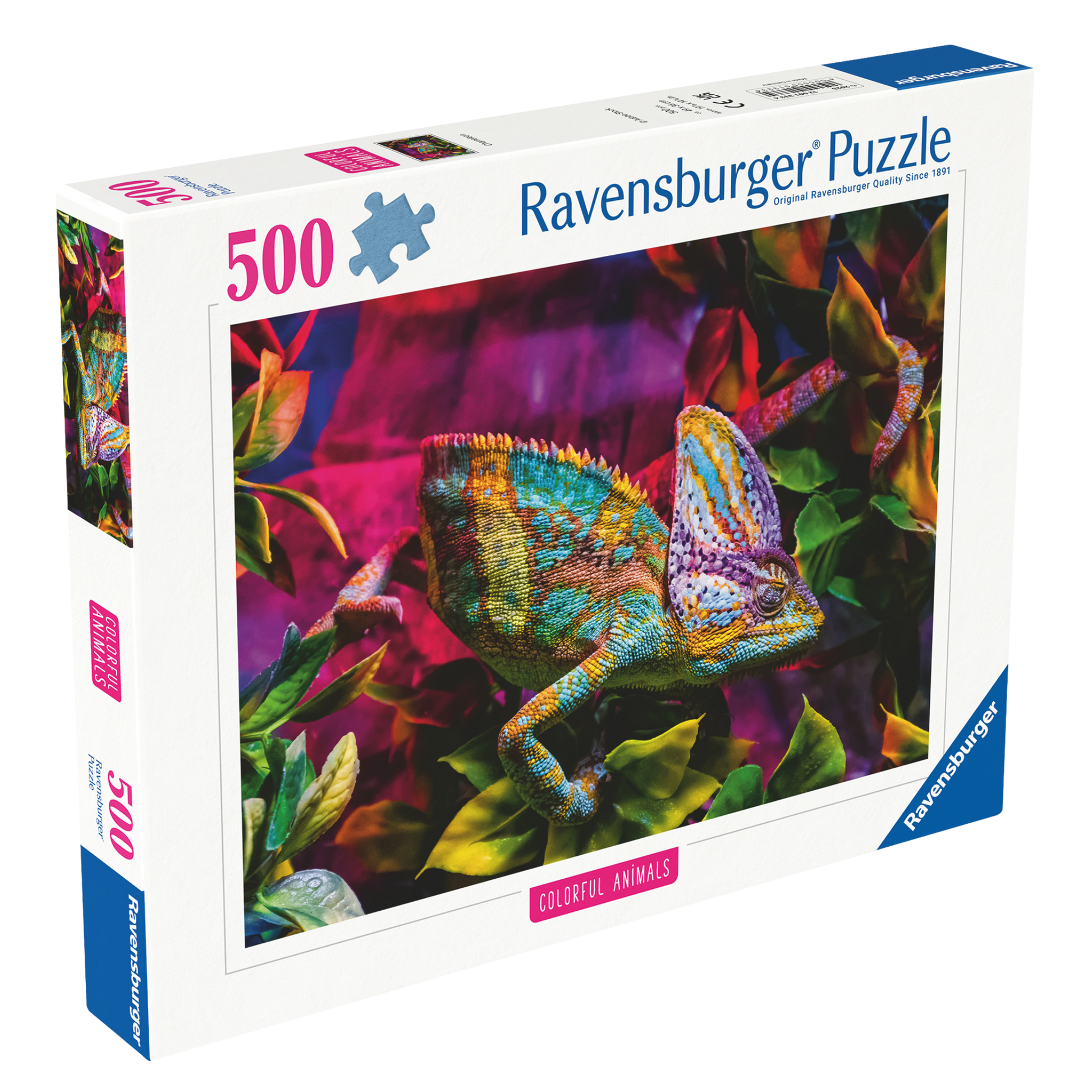 Kameleon 500 brikker Ravensburger puslespill eske med fargerik kameleon motiv