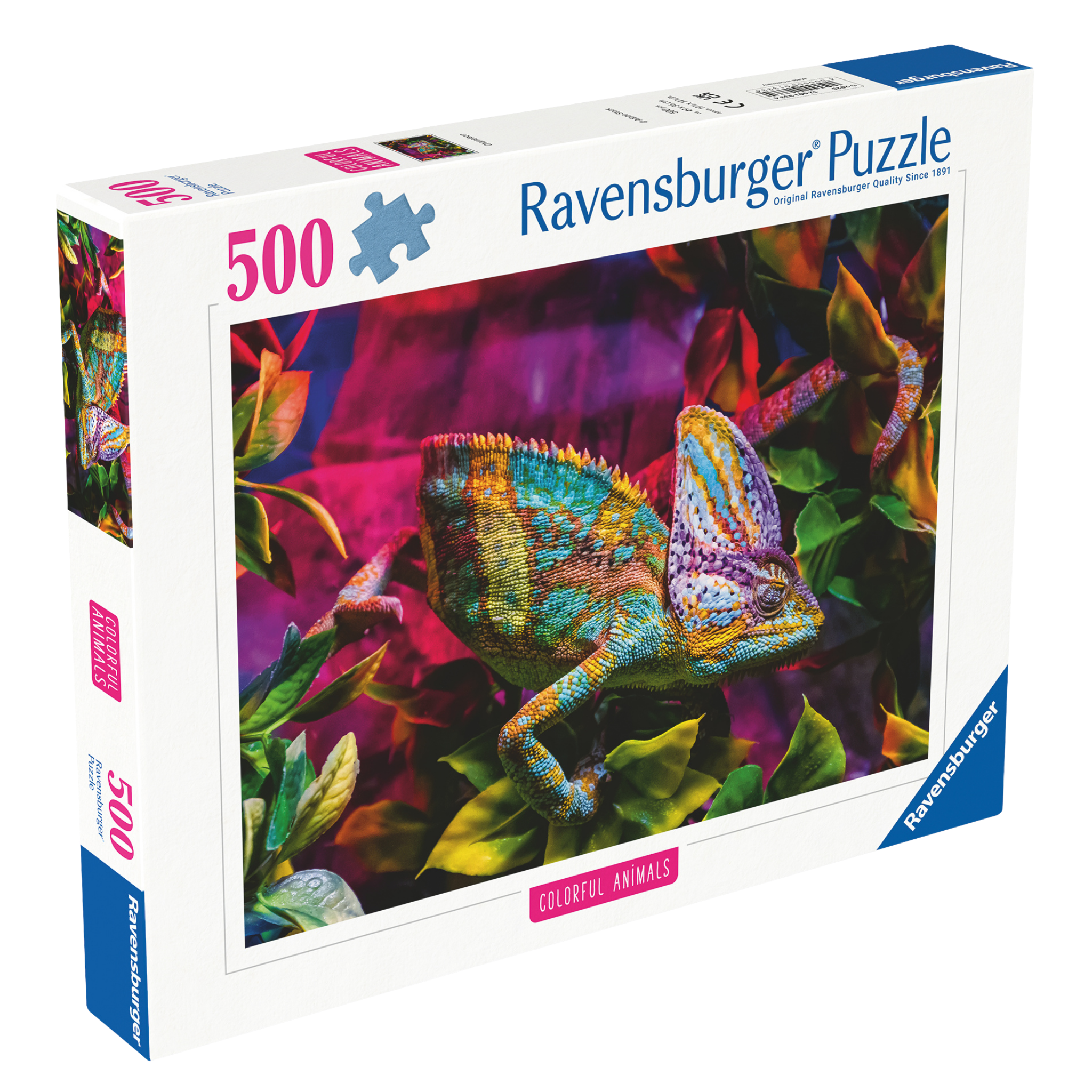 Kameleon 500 brikker Ravensburger puslespill eske med fargerik kameleon motiv