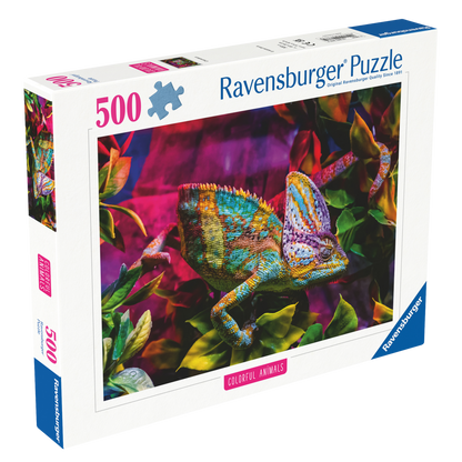 Kameleon 500 brikker Ravensburger puslespill eske med fargerik kameleon motiv