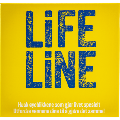 Lifeline festspill eske med oppgavekort med personlige og historiske hendelser