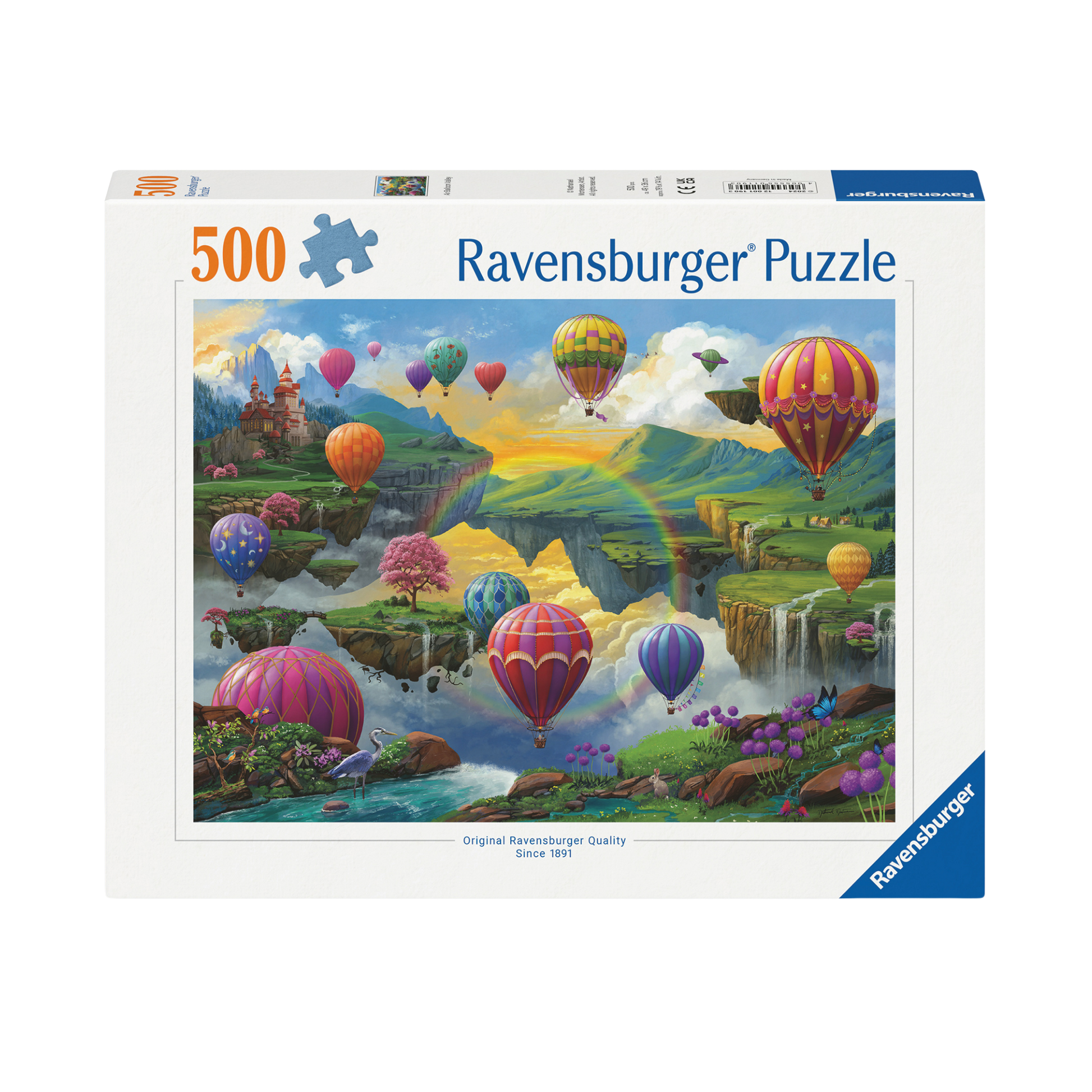 Luftballongdalen 500 brikker Ravensburger puslespill eske med fargerike luftballonger motiv