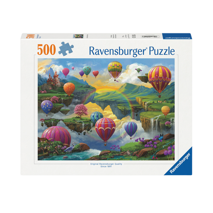 Luftballongdalen 500 brikker Ravensburger puslespill eske med fargerike luftballonger motiv