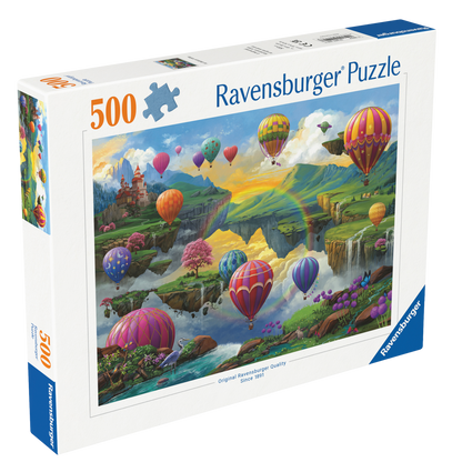 Luftballongdalen 500 brikker Ravensburger puslespill eske med fargerike luftballonger motiv