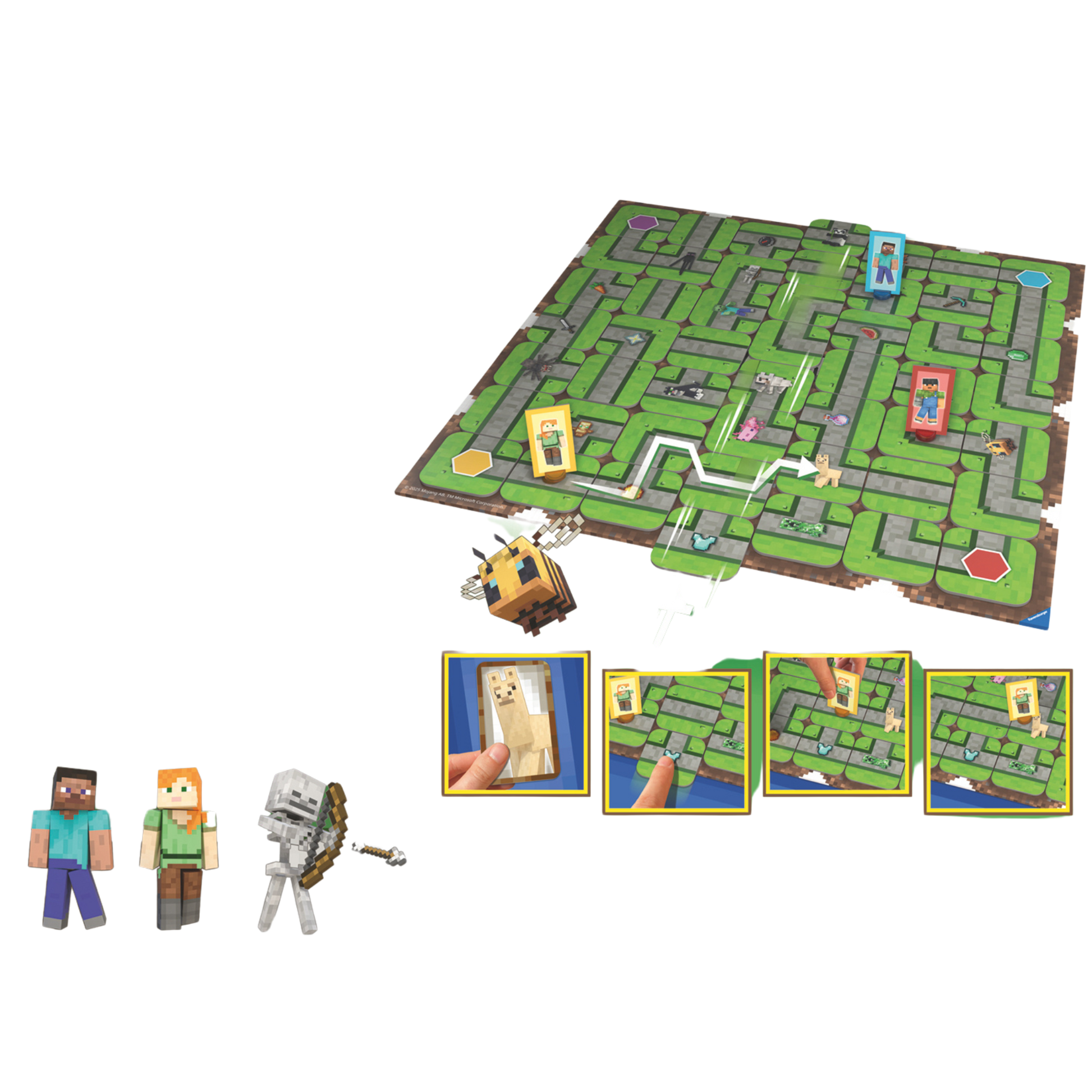 Minecraft Labyrinth spillkomponenter med bevegelig labyrint brett, kort og Minecraft spillfigurer