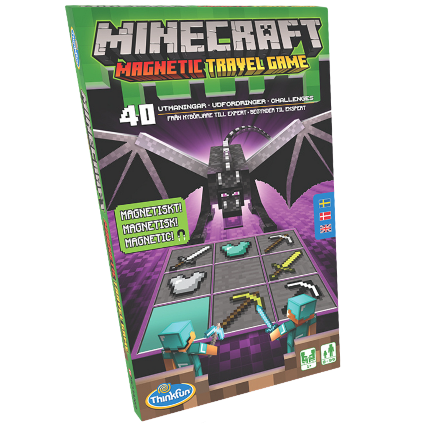 Minecraft magnetisk reisespill eske med Ender-dragen og 40 logiske utfordringer
