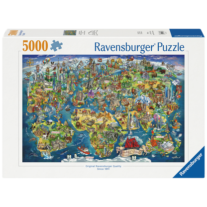 Morsomt verdenskart - 1000 brikkers puslespill eske