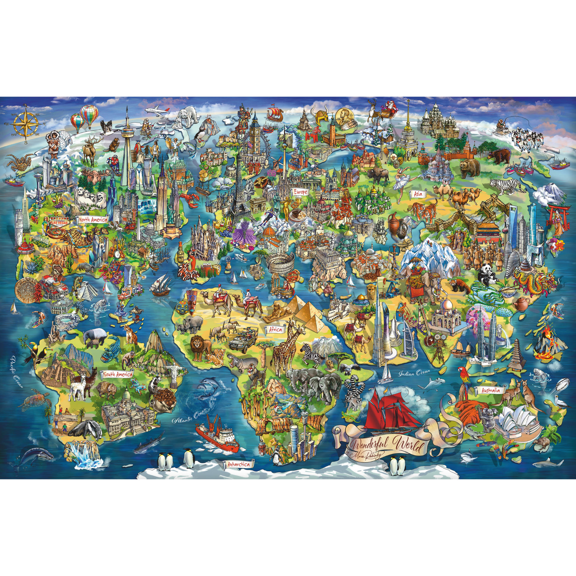 Morsomt verdenskart puslespillmotiv