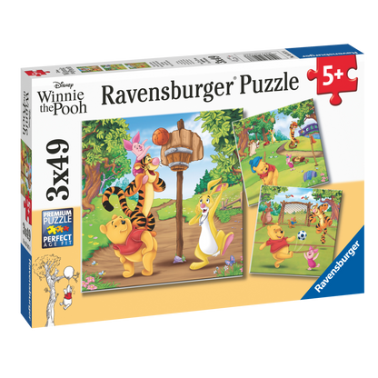 Ole Brumm sportsdag puslespill eske - 3x49 brikkers puslespill med Disney-figurer for barn 5+ år
