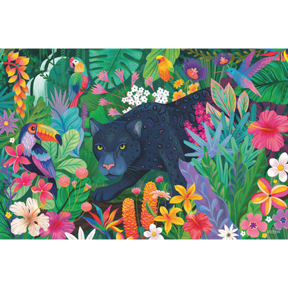 Panter i blomstrende jungel puslespillmotiv