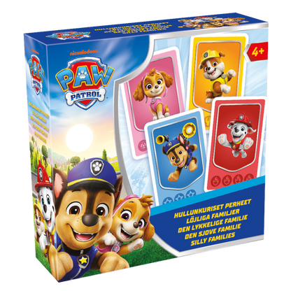 Paw Patrol den lykkelige familie kortspill eske med Chase, Marshall og redningshundene