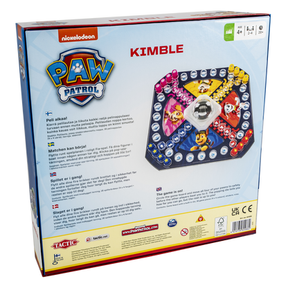Kimble Paw Patrol spilleske bakside med spillinformasjon og instruksjoner
