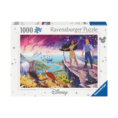 Pocahontas 1000 brikker Ravensburger puslespill eske med Disney Pocahontas og naturscene motiv