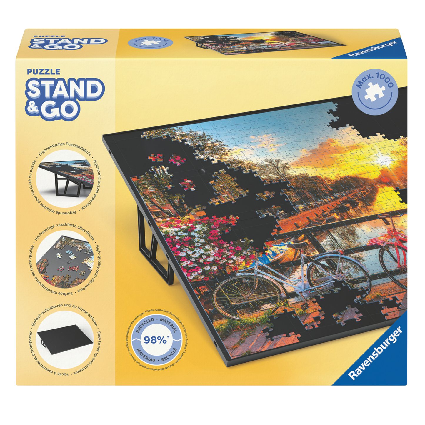 Ravensburger Puzzle Board sammenleggbart puslespillbrett med ergonomisk vinkel for 1000 brikker