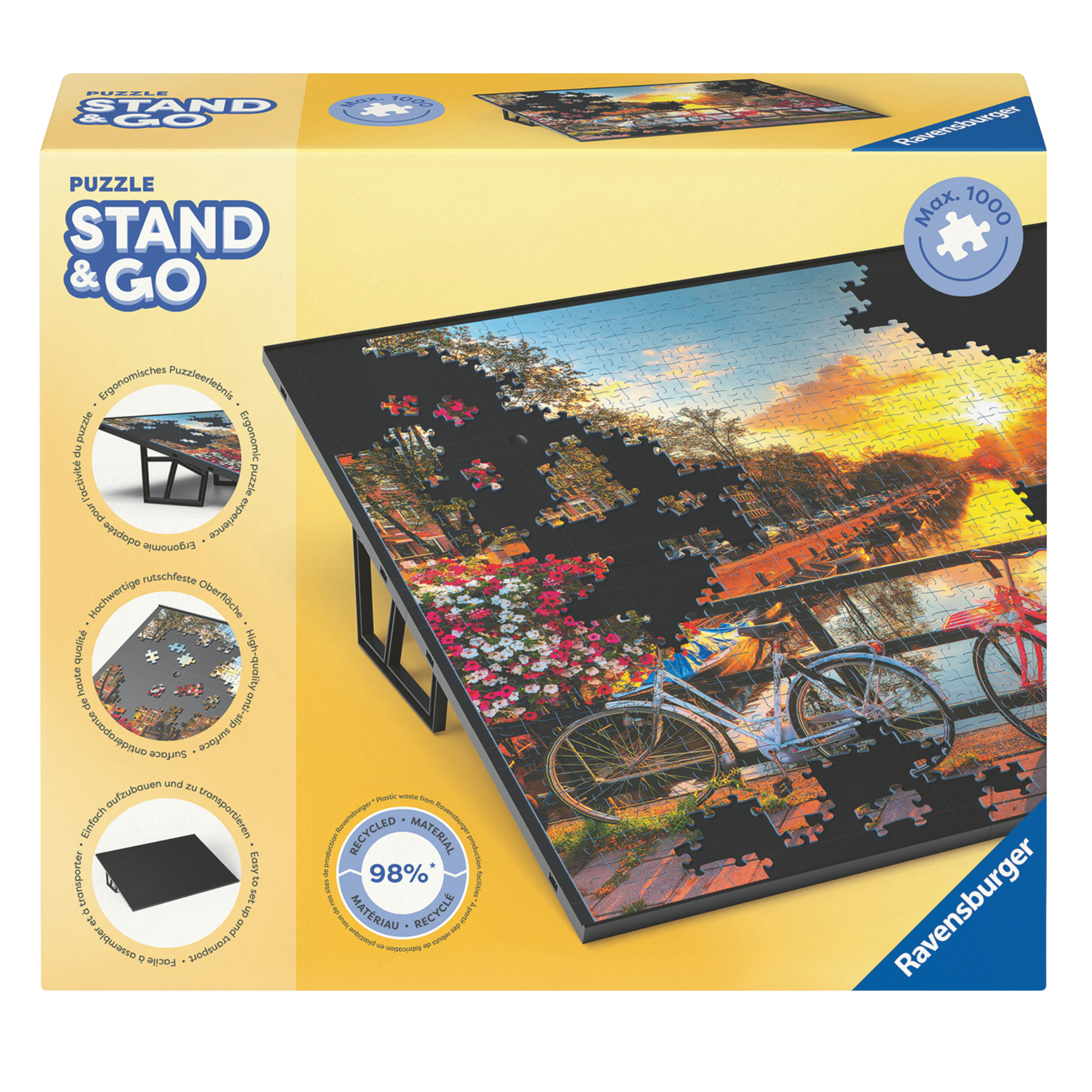 Ravensburger Puzzle Board sammenleggbart puslespillbrett med ergonomisk vinkel for 1000 brikker