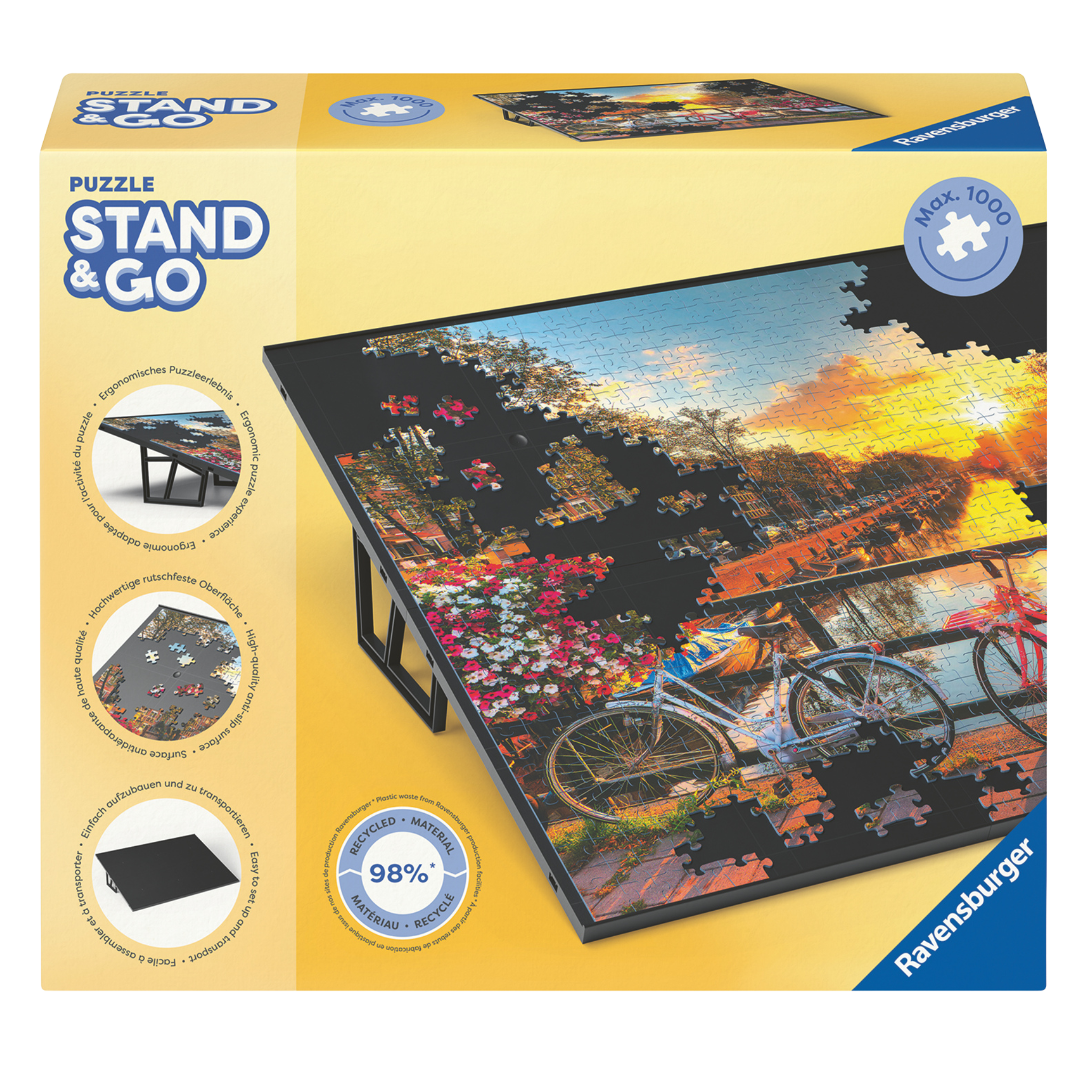 Ravensburger Puzzle Board sammenleggbart puslespillbrett med ergonomisk vinkel for 1000 brikker