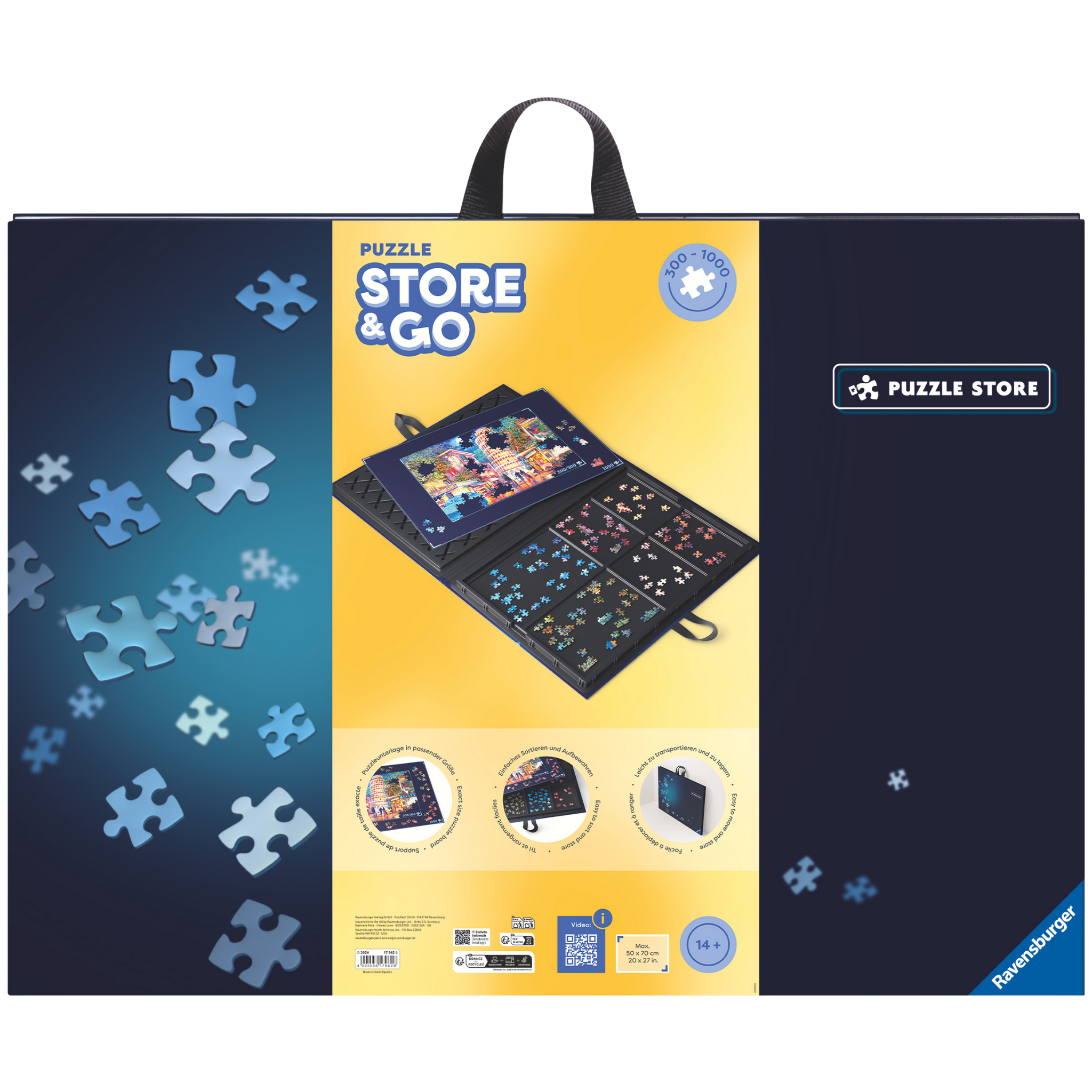 avensburger Puzzle Case puslespillkoffert med 5 sorteringsskuffer og puslespillpute for 300-1000 brikker