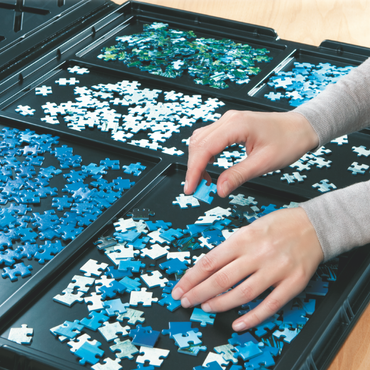 avensburger Puzzle Case puslespillkoffert med 5 sorteringsskuffer og puslespillpute for 300-1000 brikker