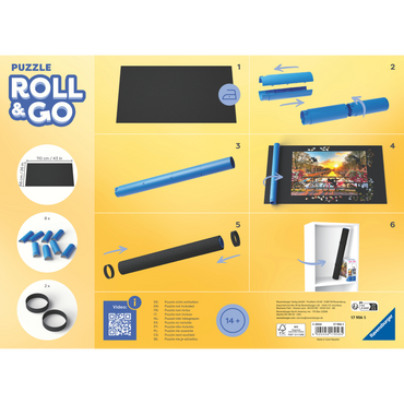 Ravensburger Roll your Puzzle puslespillmatte med filtmatte, plastrør og gummibånd for 300-1500 brikker