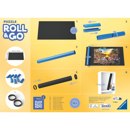 Ravensburger Roll your Puzzle puslespillmatte med filtmatte, plastrør og gummibånd for 300-1500 brikker