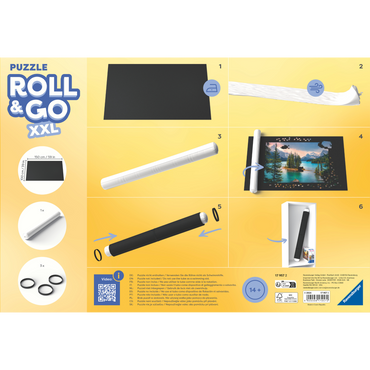 Ravensburger Roll your Puzzle puslespillmatte med filtmatte, oppblåsbart rør og gummibånd for 1000-3000 brikker