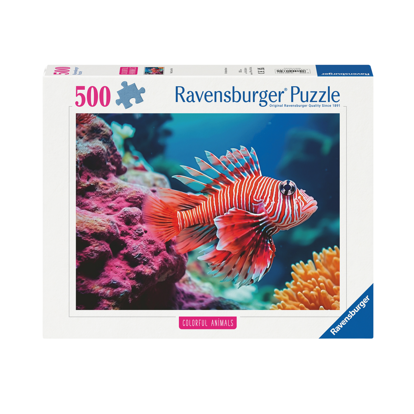 Rød Dragefisk 500 brikker Ravensburger puslespill eske med fargerik dragefisk motiv