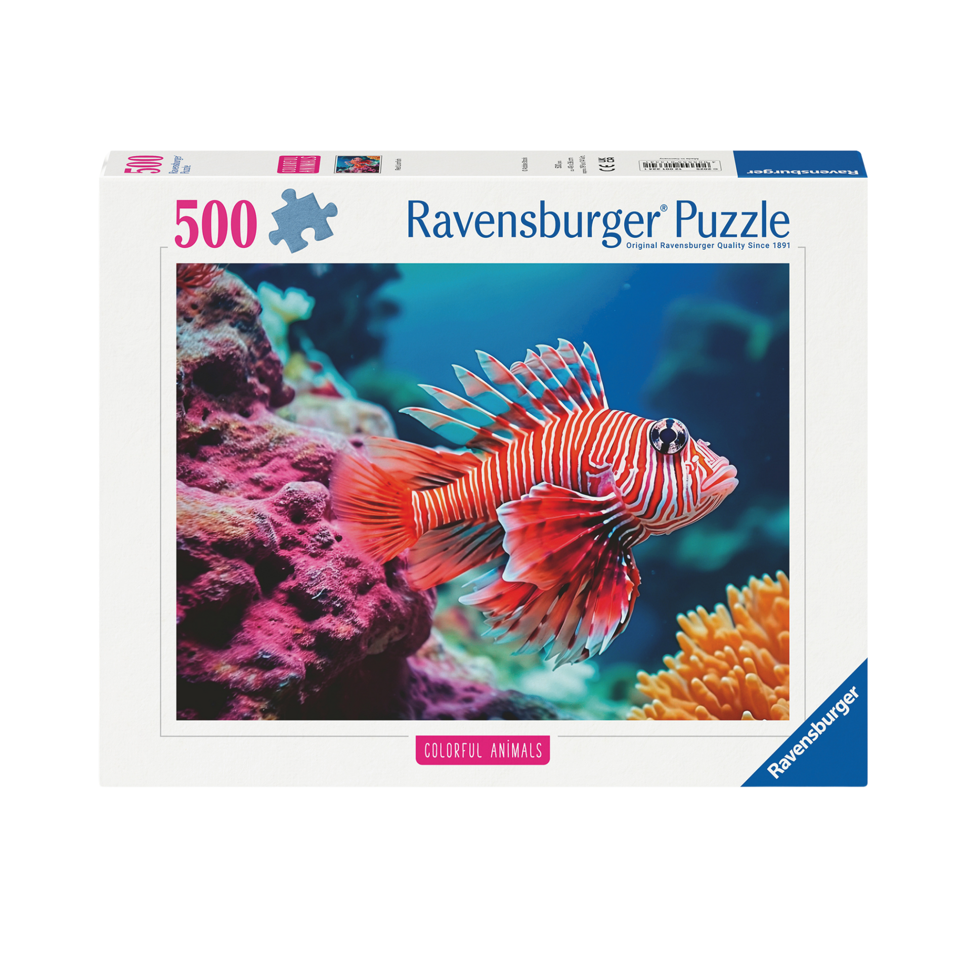 Rød Dragefisk 500 brikker Ravensburger puslespill eske med fargerik dragefisk motiv