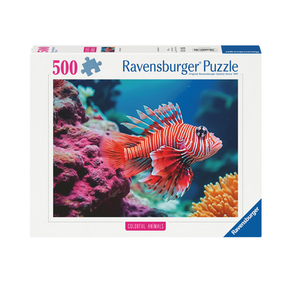 Rød Dragefisk 500 brikker Ravensburger puslespill eske med fargerik dragefisk motiv