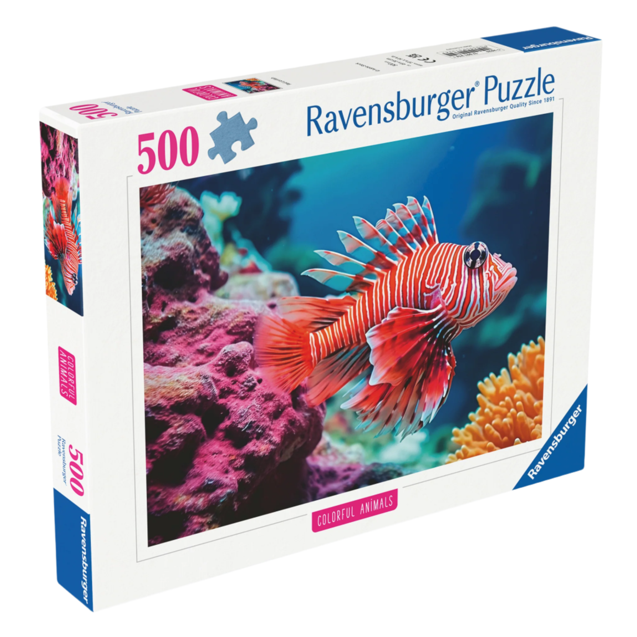 Rød Dragefisk 500 brikker Ravensburger puslespill eske med fargerik dragefisk motiv
