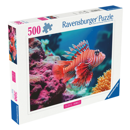 Rød Dragefisk 500 brikker Ravensburger puslespill eske med fargerik dragefisk motiv