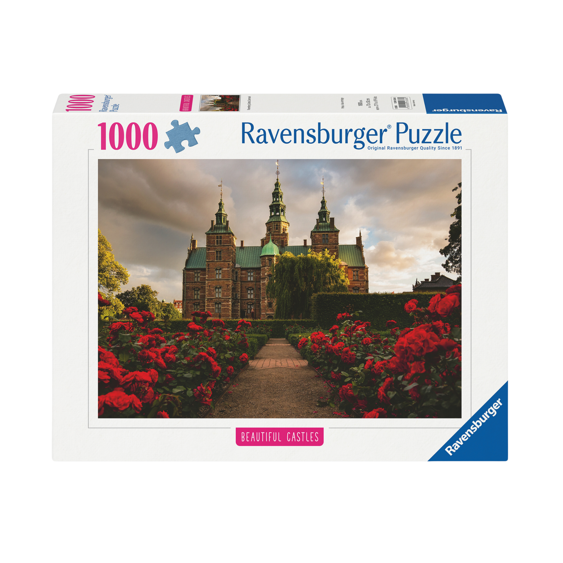 Rosenborg Slott Danmark 1000 brikker Ravensburger puslespill eske med dansk slott motiv