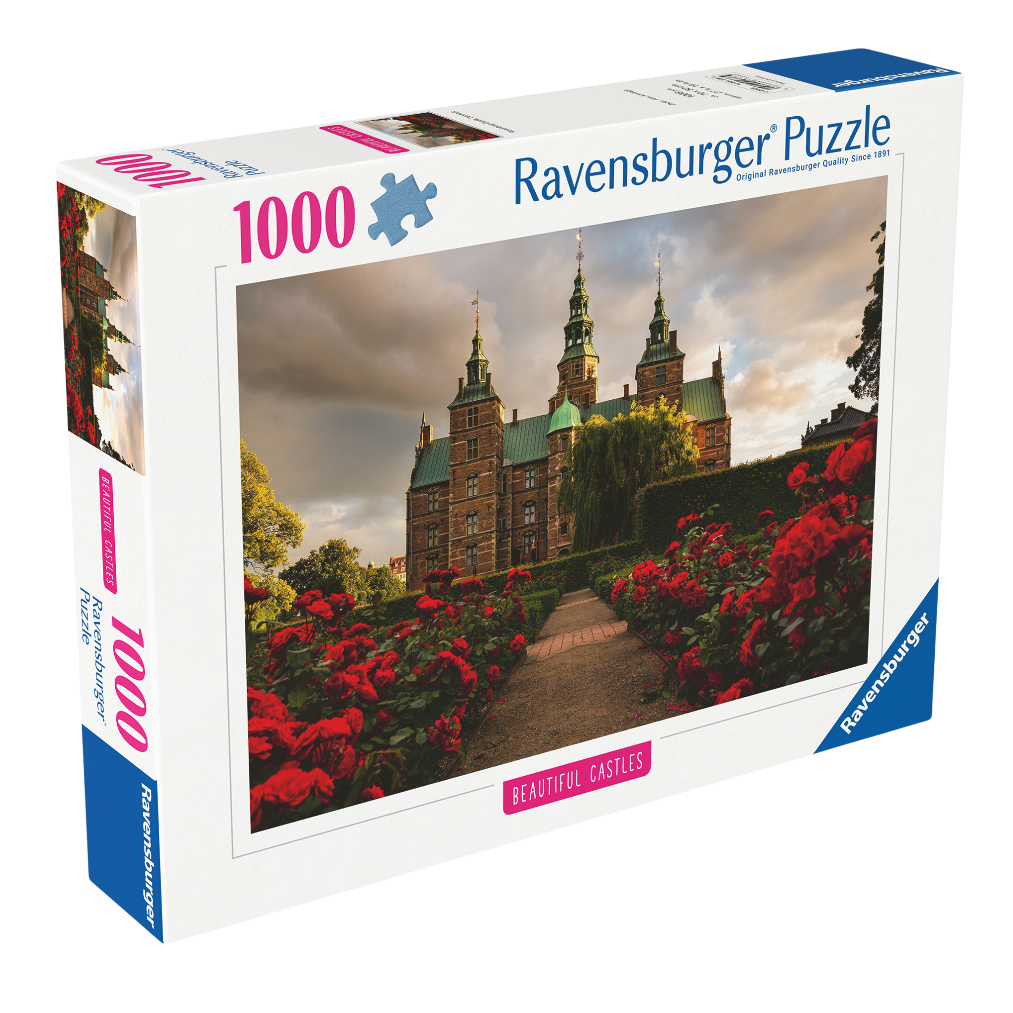 Rosenborg Slott Danmark 1000 brikker Ravensburger puslespill eske med dansk slott motiv