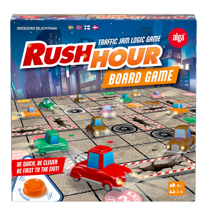 Rush Hour brettspill spillebrett med fargerike biler og lastebiler i rutenett