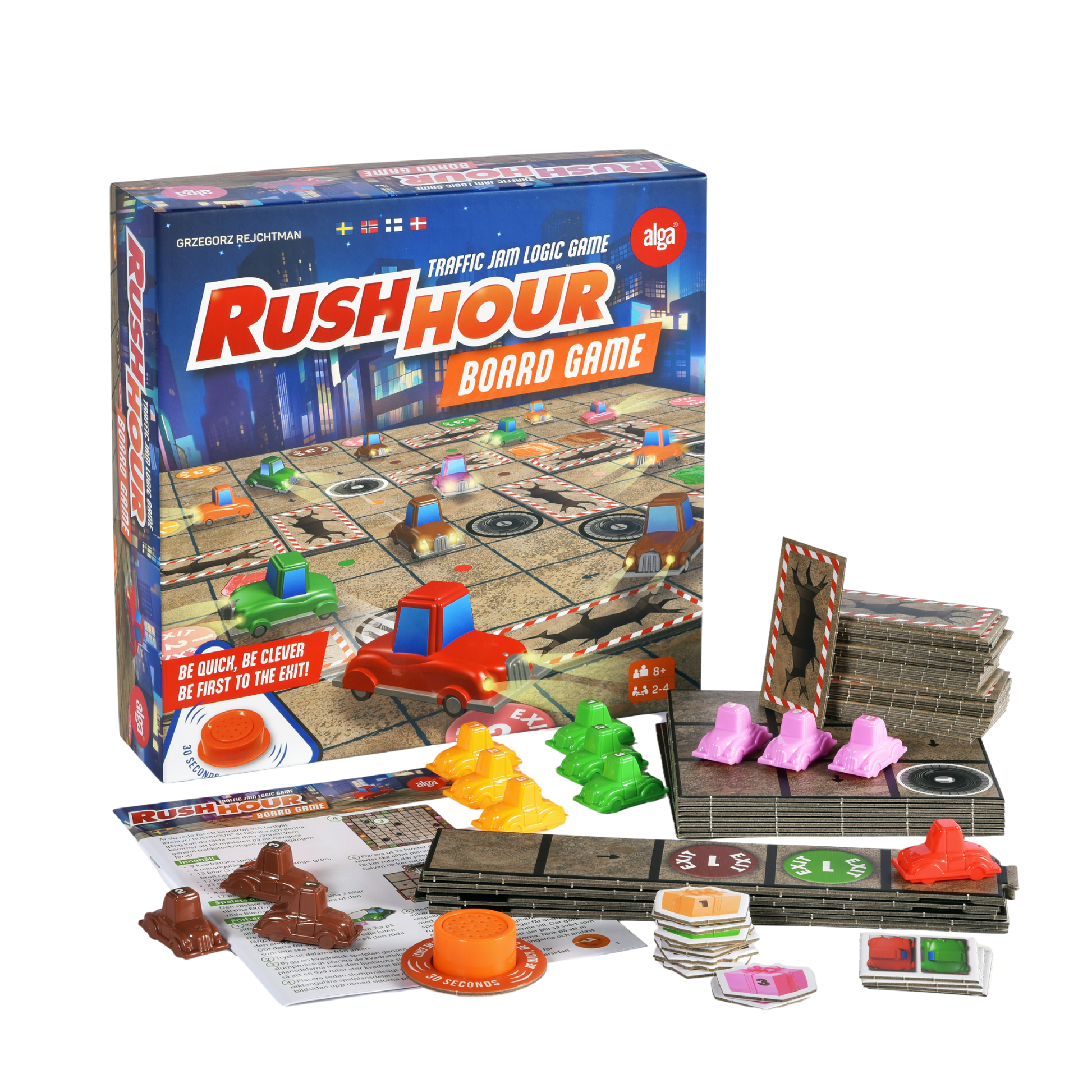 Rush Hour brettspill spillebrett med fargerike biler og lastebiler i rutenett
