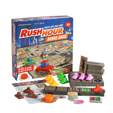 Rush Hour brettspill spillebrett med fargerike biler og lastebiler i rutenett