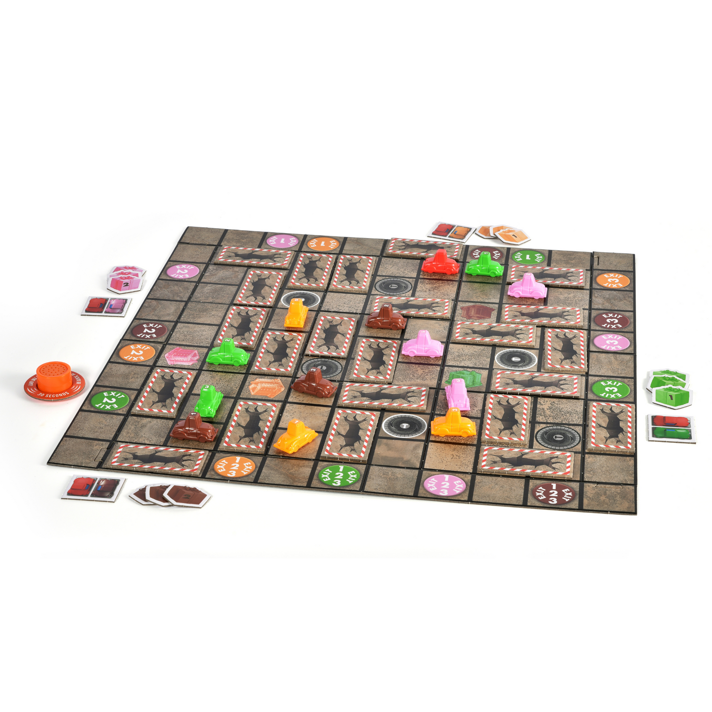 Rush Hour brettspill spillebrett med fargerike biler og lastebiler i rutenett