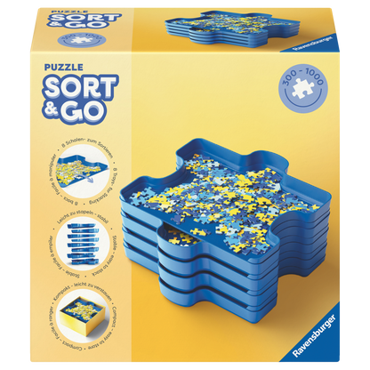 Puzzle Sort & Go sorteringsbokser for puslespill med praktisk stablingssystem fra Ravensburger