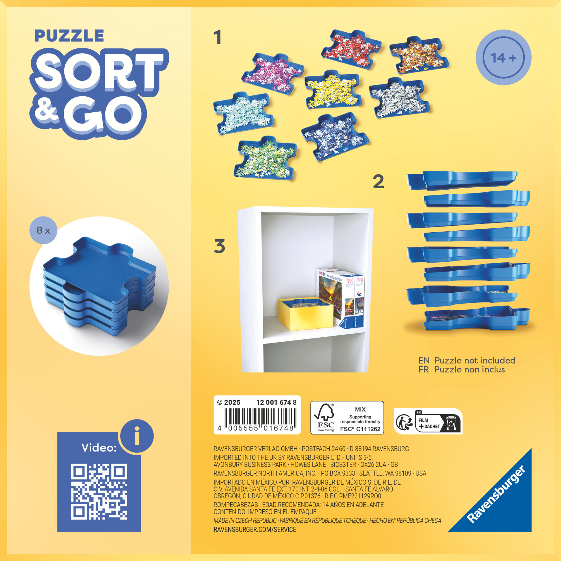 Puzzle Sort & Go sorteringsbokser for puslespill med praktisk stablingssystem fra Ravensburger
