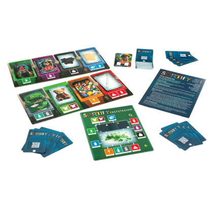 Sortify - lærerikt brettspill om kildesortering. Spilleske, oppgavekort og spillbrett.