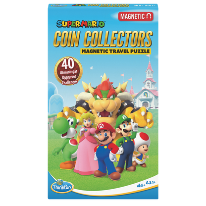 Super Mario magnetisk reisespill eske med Mario, Luigi og venner og 40 logiske utfordringer