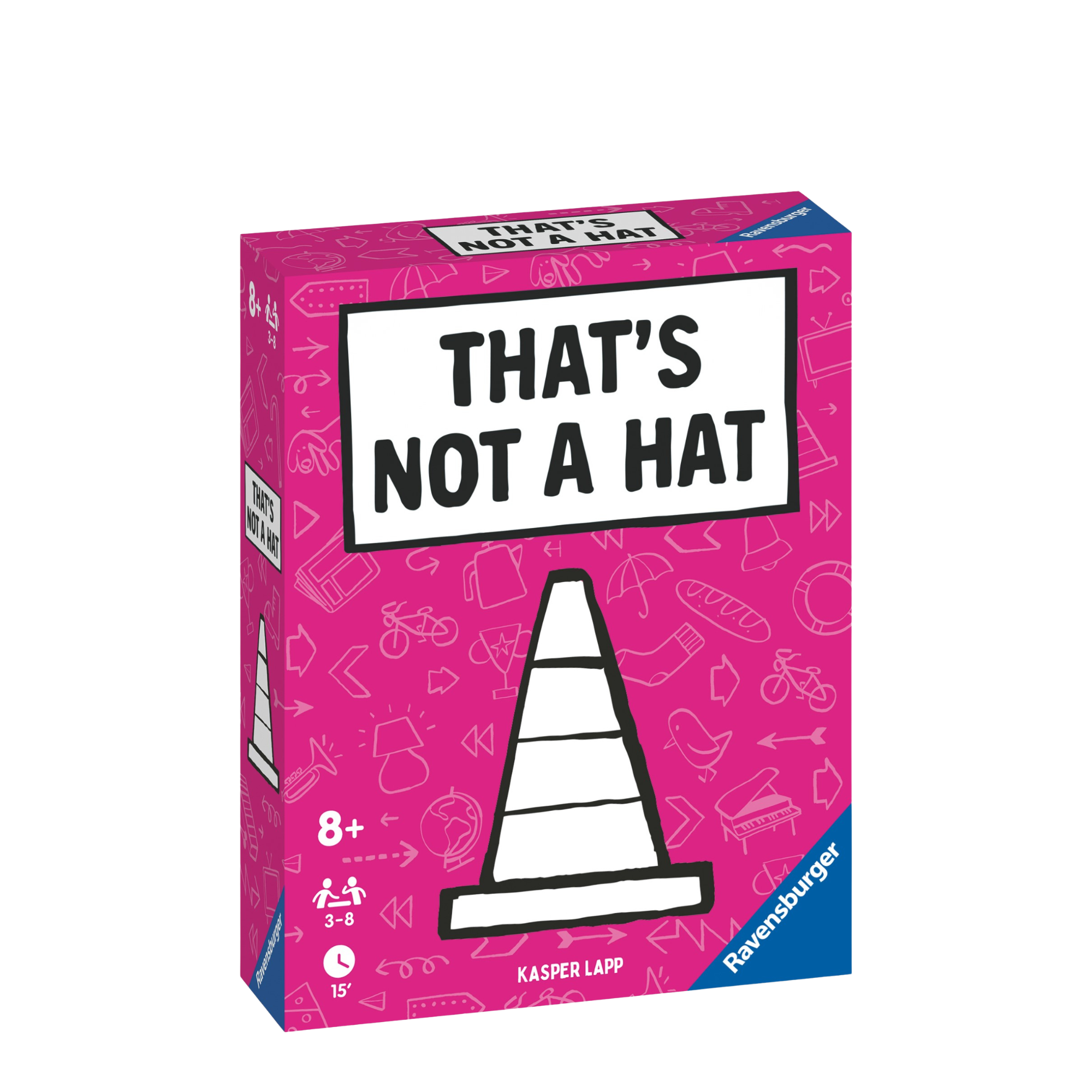 That's Not A Hat rosa spilleske med hvit hatt og morsom tekst