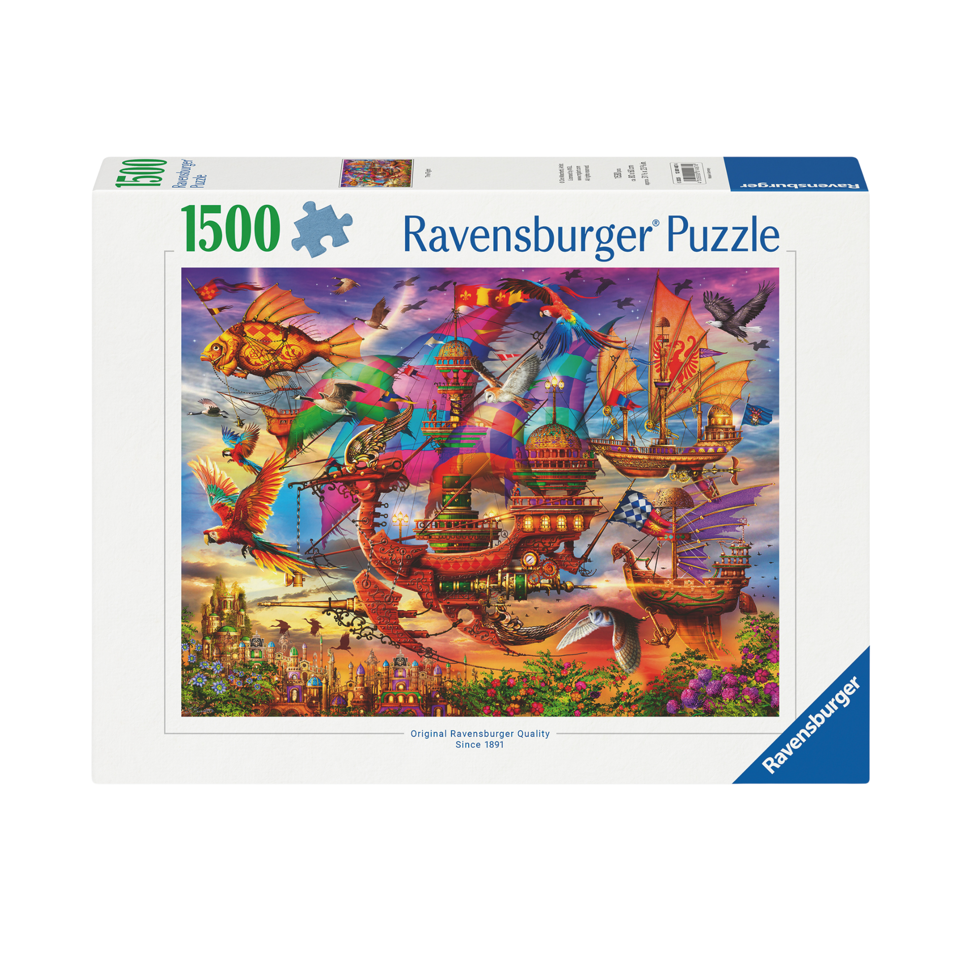 The Flight 1500 brikker Ravensburger puslespill eske med fantastiske flyvende skip og drager
