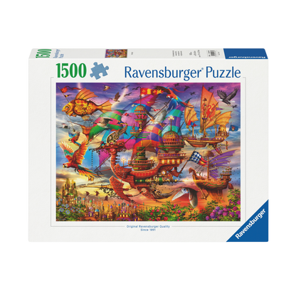 The Flight 1500 brikker Ravensburger puslespill eske med fantastiske flyvende skip og drager