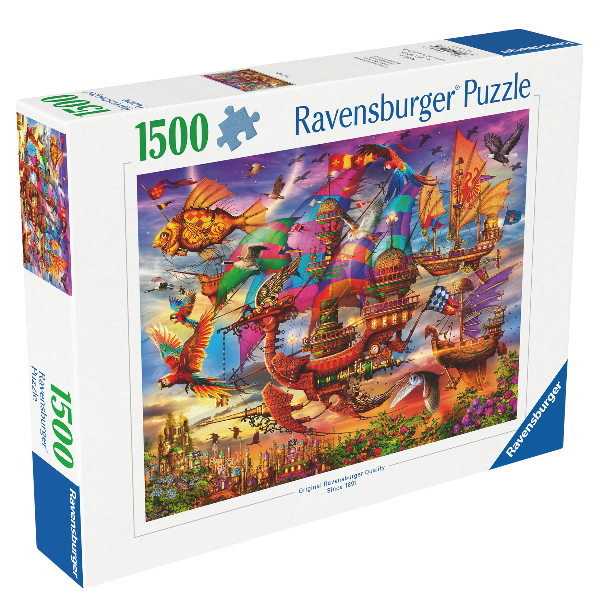 The Flight 1500 brikker Ravensburger puslespill eske med fantastiske flyvende skip og drager