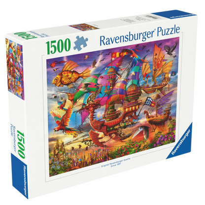 The Flight 1500 brikker Ravensburger puslespill eske med fantastiske flyvende skip og drager