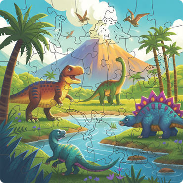 Dinosaurer trepuslespill ferdig puslet med fargerike dinosaurer og 44 store trebrikker for barn