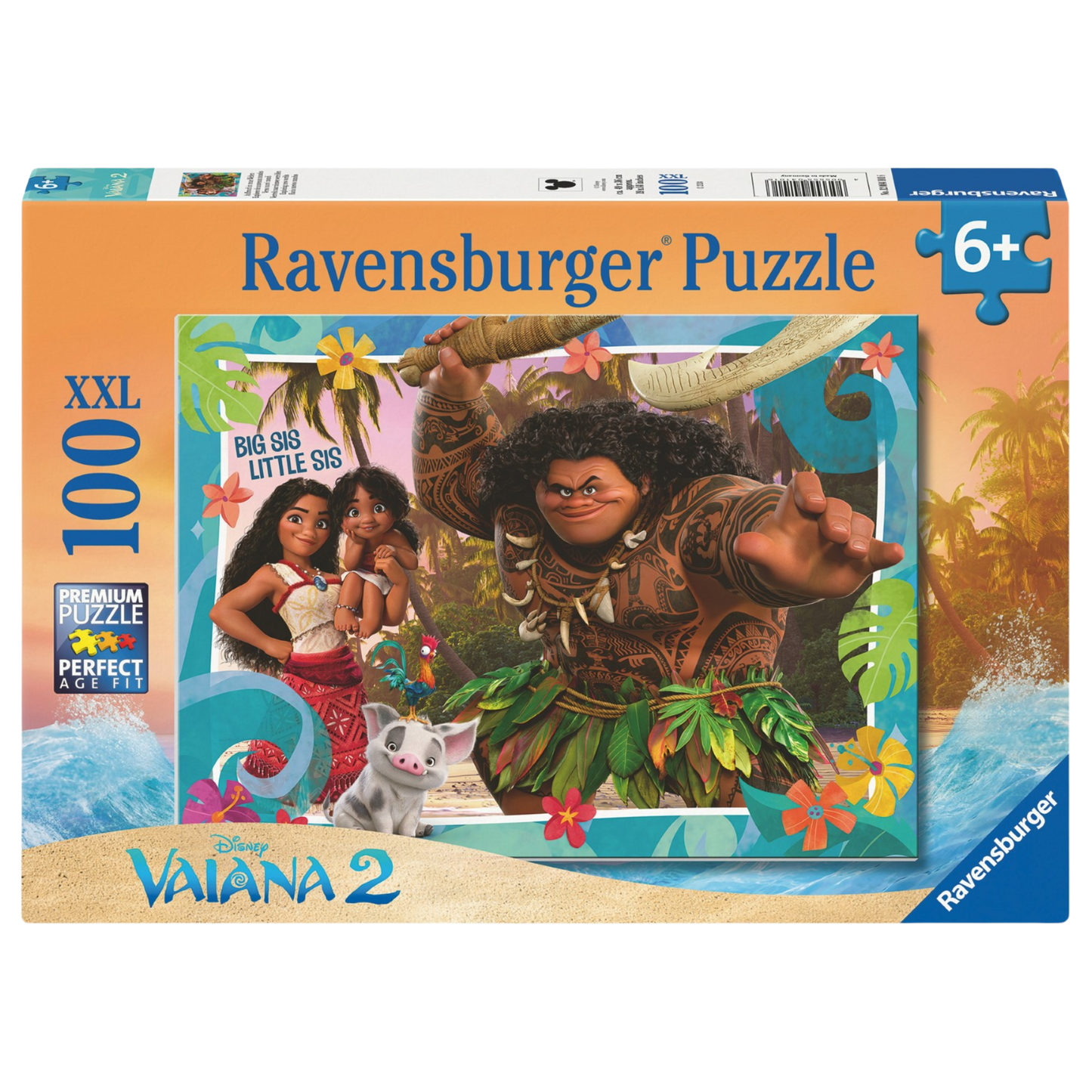 Disney Vaiana 2 100 brikker XXL Ravensburger puslespill eske med Vaiana og Maui motiv