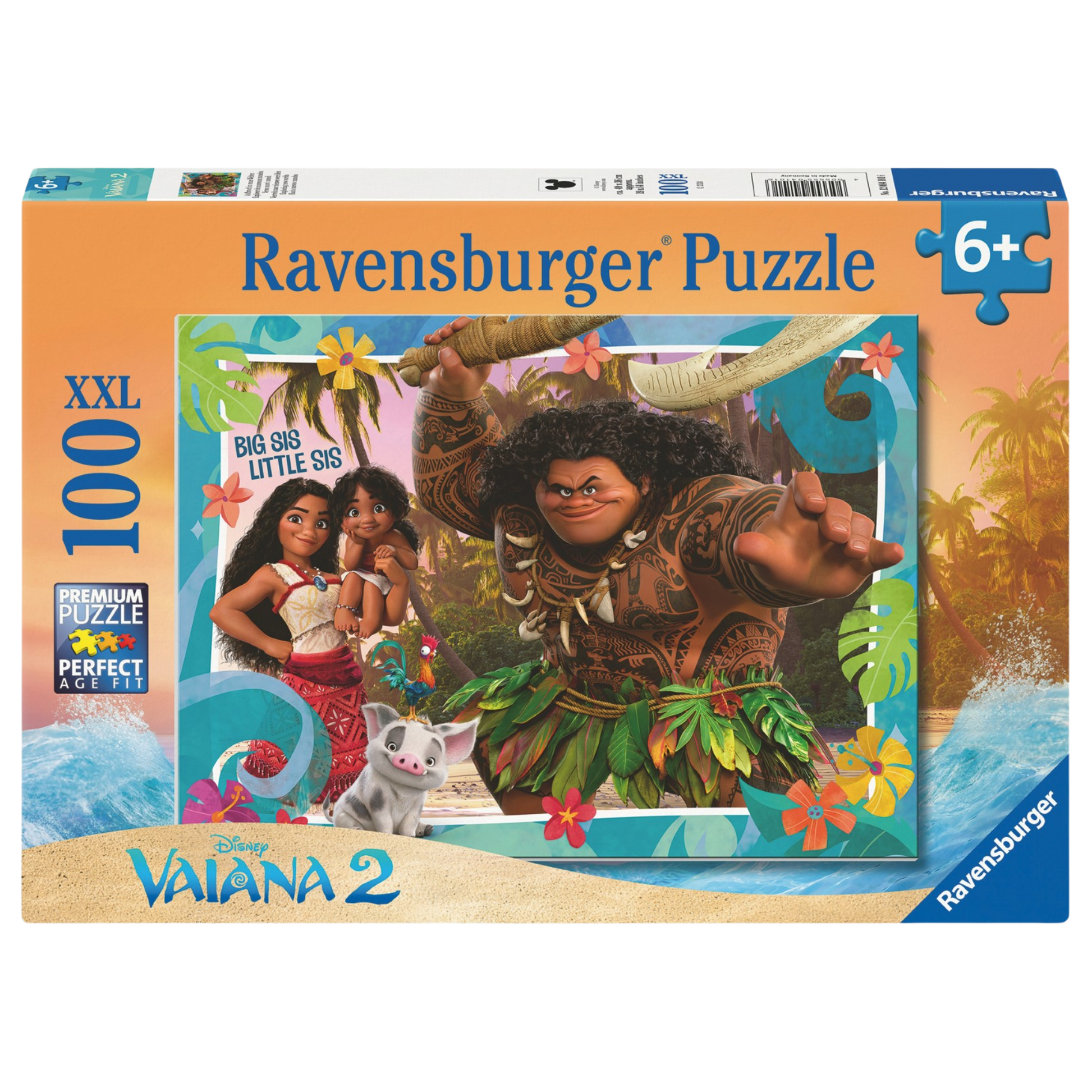Disney Vaiana 2 100 brikker XXL Ravensburger puslespill eske med Vaiana og Maui motiv