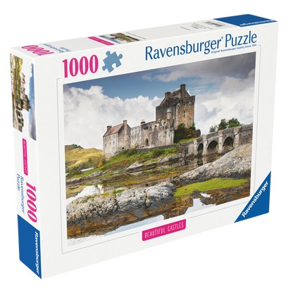 Vakre Slott i Skottland 1000 brikker Ravensburger puslespill eske med skotsk slott motiv